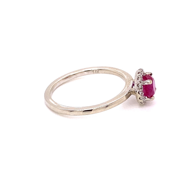 0.83 ct Ruby with Diamond Halo Ring