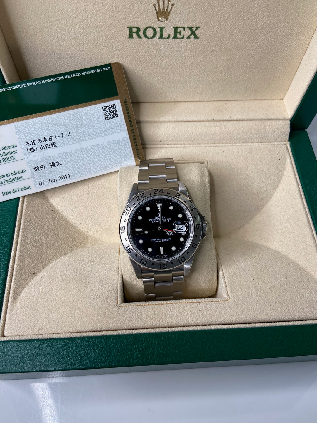 ROLEX エクスプローラーII BOX Pre-Owned Rolex Explorer II Stainless Steel 40mm 16570 with