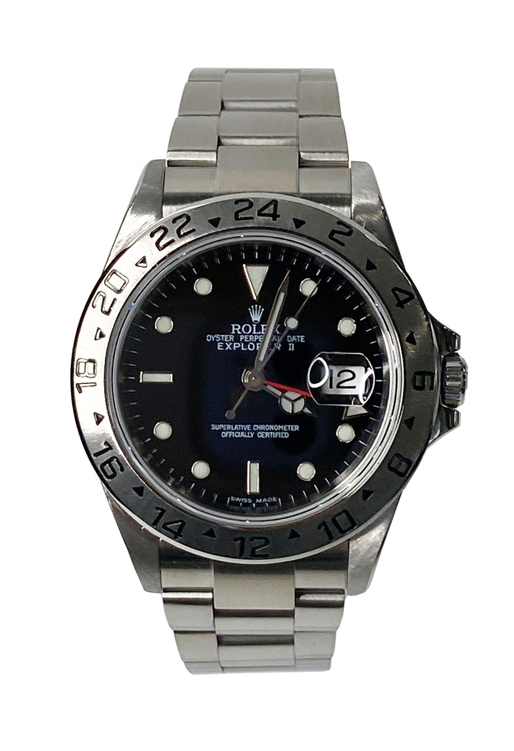 A front view of this 2011 Rolex Explorer II Reference 16570.