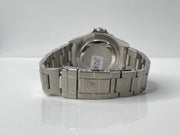A clear backside view of the caseback and fold over crown clasp.