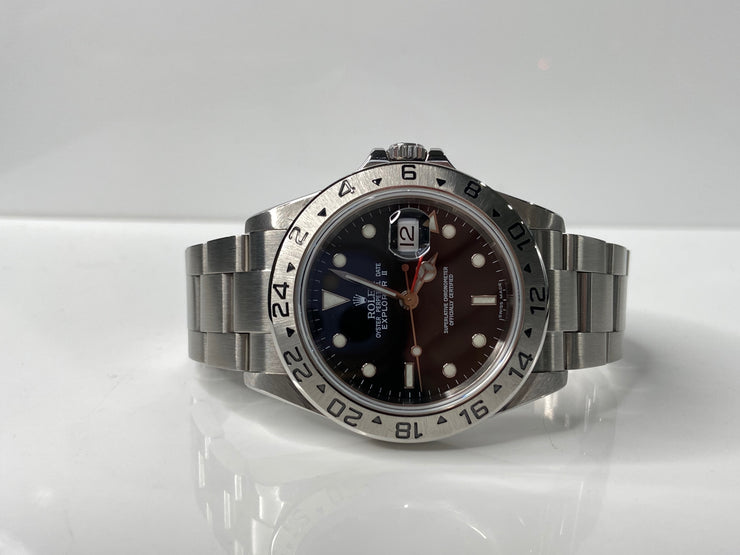 A crisp clean photo of the Rolex Explorer II 16570 showing excellent condition.