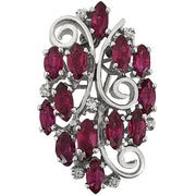 Convertible Platinum Pendant/Brooch with Marquise Rubies and Round Diamonds