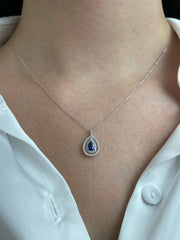 Sapphire and diamond tear drop pendant