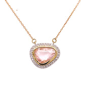 A pink sapphire and diamond necklace.