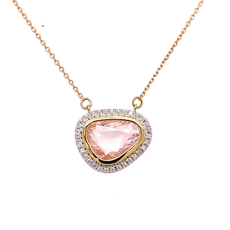 A pink sapphire and diamond necklace.