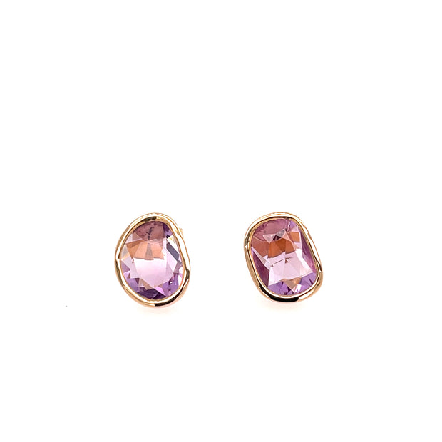 Sapphire Slice Earrings 3.17 CTW set in 18k RG