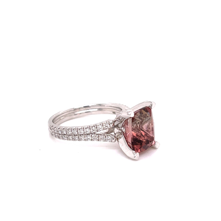 Pink Tourmaline Split shank ring