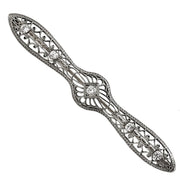 14K White Gold Antique Natural Diamond Brooch