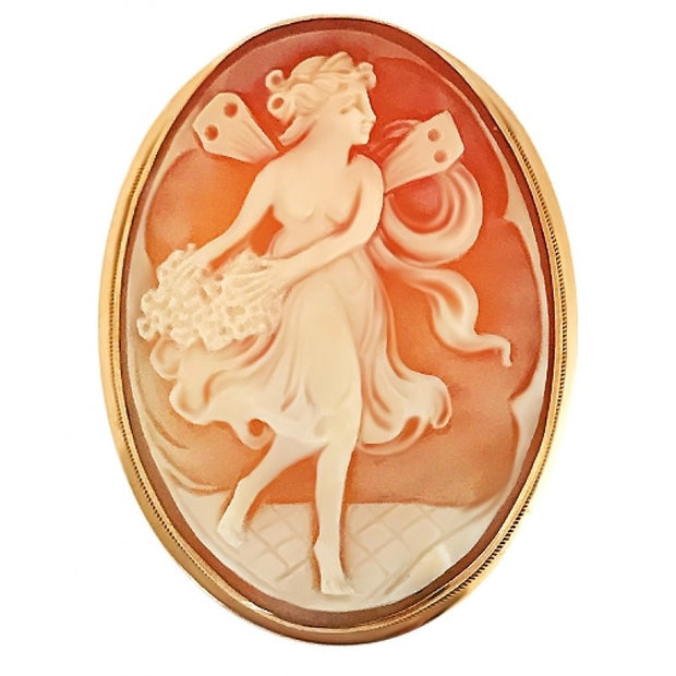 14KT Yellow gold antique cameo brooch