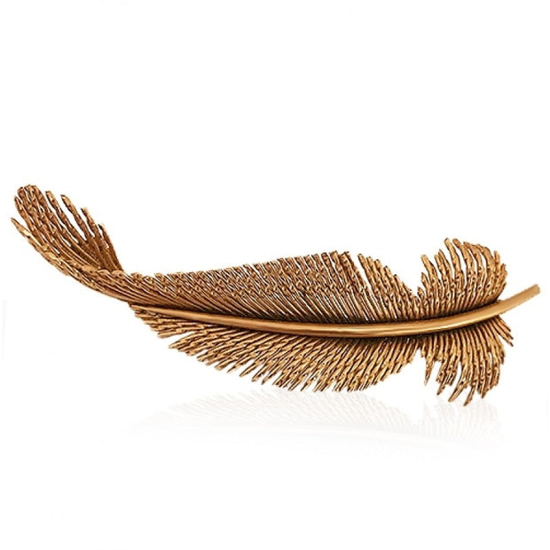 Solid gold feather Brooch