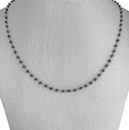 Natural black diamond bead chain necklace
