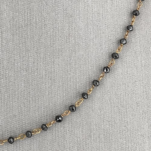 Natural black diamond bead chain necklace