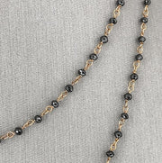 Natural Black Diamond bead 18kt yellow gold necklace
