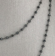 Natural Black Diamond beads 18kt gold black Rhodium  necklace