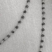 Natural Black Diamond bead 18kt white gold necklace
