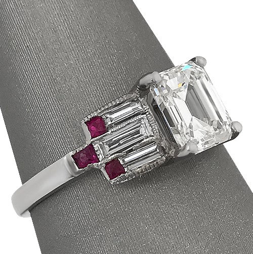 Emerald cut Diamond Art Deco Engagement ring