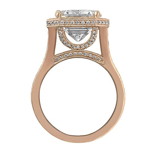 Rose Gold Emerald Cut Diamond Ring