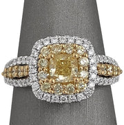 Fancy Yellow Diamond double halo ring