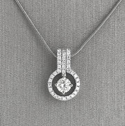 White gold round diamond halo pendant