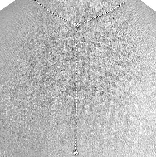 14K white gold lariat necklace offers a refined take on everyday elegance.