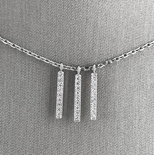 Petite diamond dangle bar choker necklace