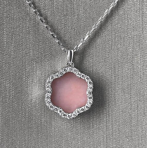The Daniella Pink Opal Motif and diamond Pendant