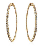 3.10 CTW Diamond 14KT Yellow Gold Hoop earrings