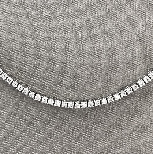 11 Carats Total Weight Diamond 14 Karat White Gold Tennis necklace
