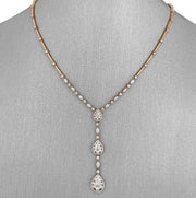 Diamond drop necklace set in rose gold.