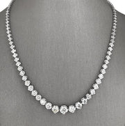 14.04 CTW Graduated Diamond Tennis Necklace in 18kt White Gold Riviera