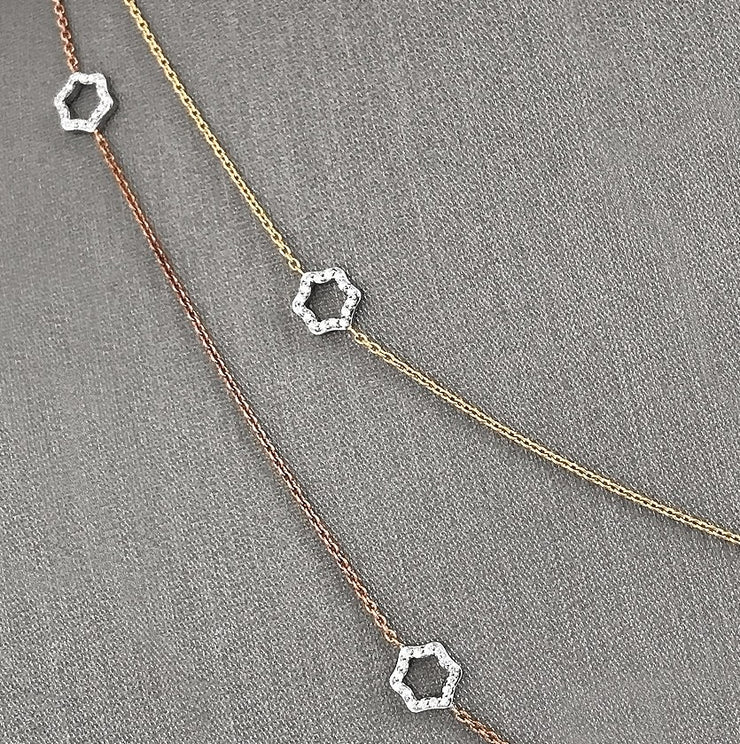 The Daniella 18KT Two Tone Petite Open motif necklace