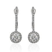 Round Halo lever back earrings