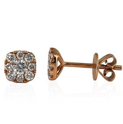 Rose Gold Diamond Cluster Stud Earrings