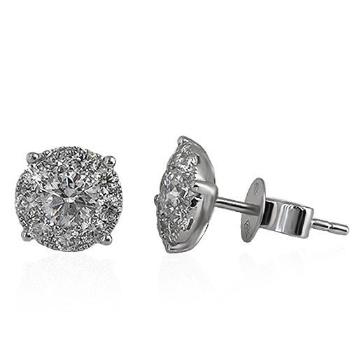 Round Diamond Halo cluster Stud Earrings