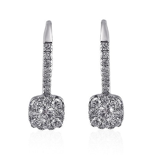 Round diamond cluster lever back earrings