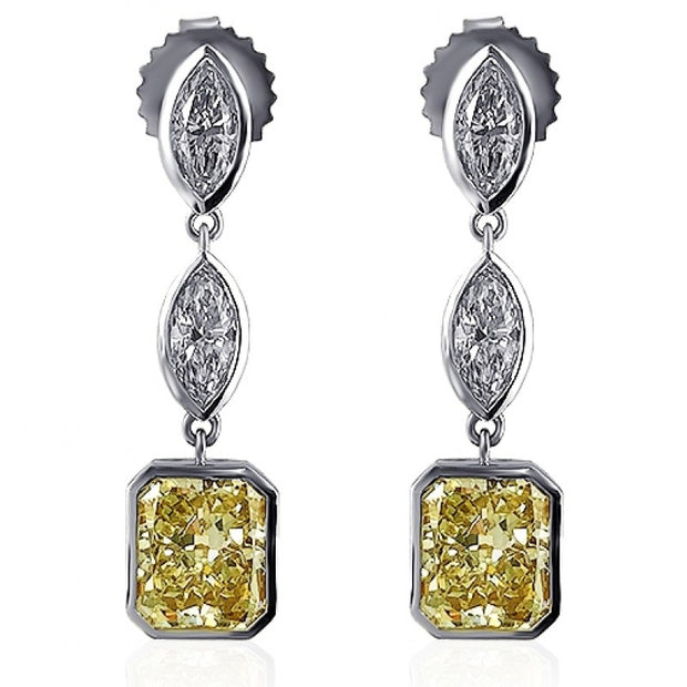 Fancy yellow diamond dangle earrings