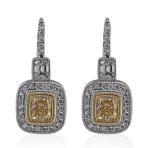 Shown here in detail the yellow diamond drop earrings.
