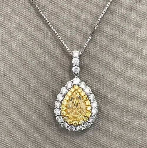 Fancy Yellow Pear Shape Diamond Pendant