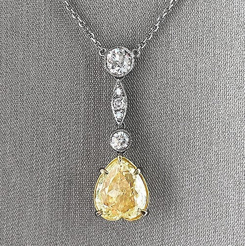 Fancy Yellow and White Diamond Necklace