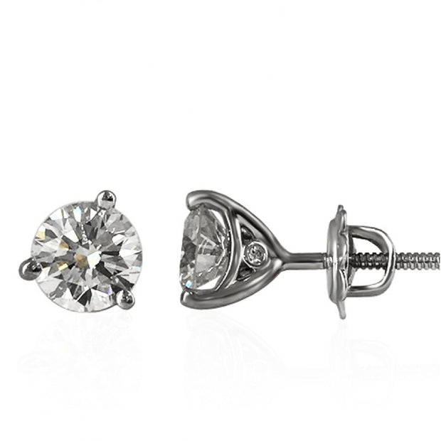 Three Prong Round Diamond stud earrings