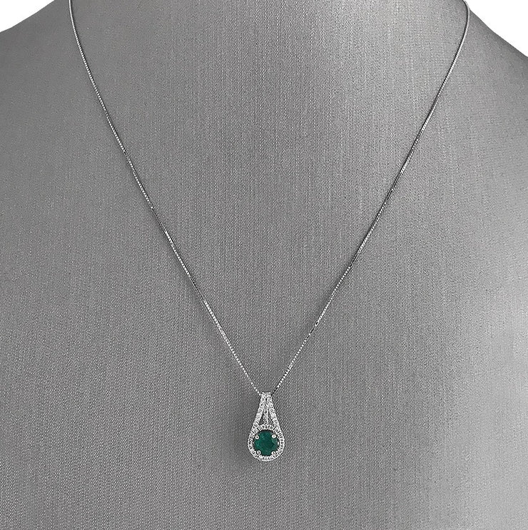 0.50 ct Green Emerald and 0.21 ctw Diamond Halo Pendant