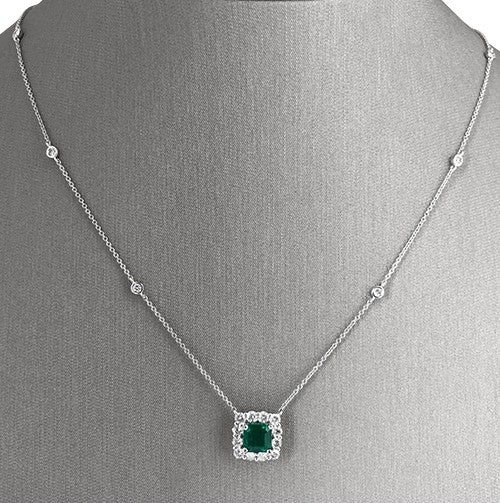 1.00 ct Emerald and 0.64 ctw Diamond Necklace