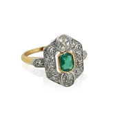 Emerald Diamond Antique Ring