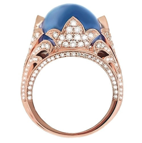 Star Sapphire and rose gold ring