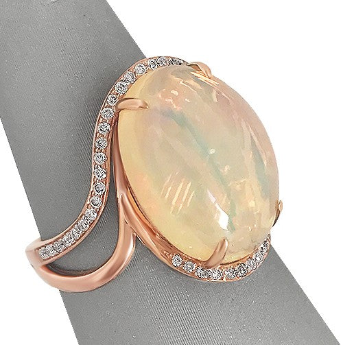 Rose Gold Opal and Diamond Ring
