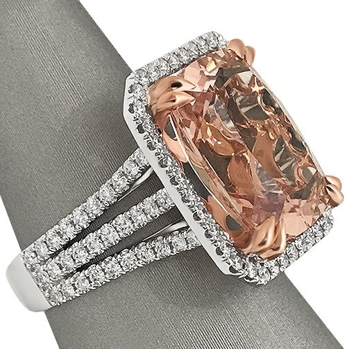 Morganite and diamond white gold ring