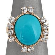Turquoise and diamond antique ring