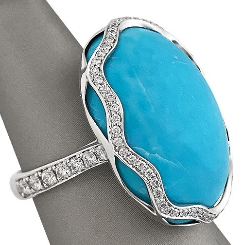 Natural Sleeping Beauty Turquoise and diamond ring