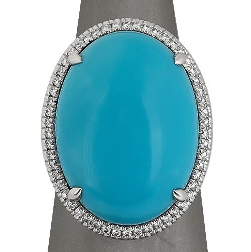 18k white gold diamond and Sleeping Beauty Turquoise ring