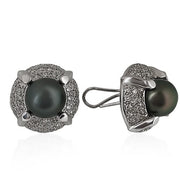 18kt white gold south sea pearl and diamond french clip earrings